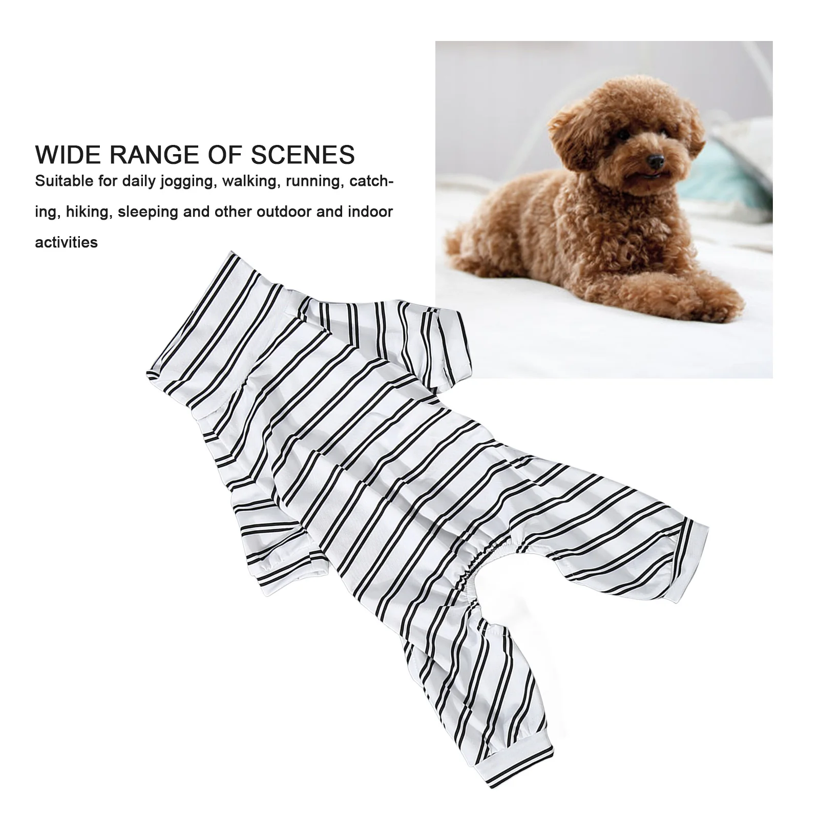 Striped Dog Pajamas Fashionable Cute Summer Thin 4 Legged High Collar Dog Jumpsuit For Indoor Outdoor