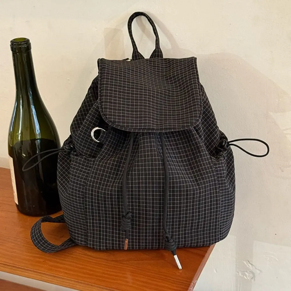 

Высококачественная универсальная сумка через плечо, большая вместительная студенческая сумка с клетчатым узором, рюкзак унисекс на шнурке в корейском стиле