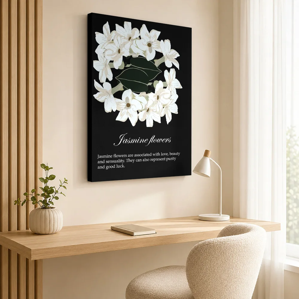 Jasmine Flowers Canvas Painting Poster Personalized Modern Aesthetic Canvas Wall Art for Bedroom Decor Ready to Hang Home Gift