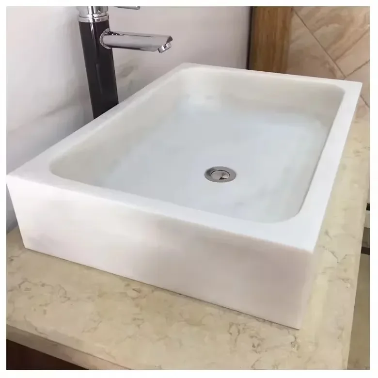 Custom Design Carrara White Marble Basin Sink factory direct sale