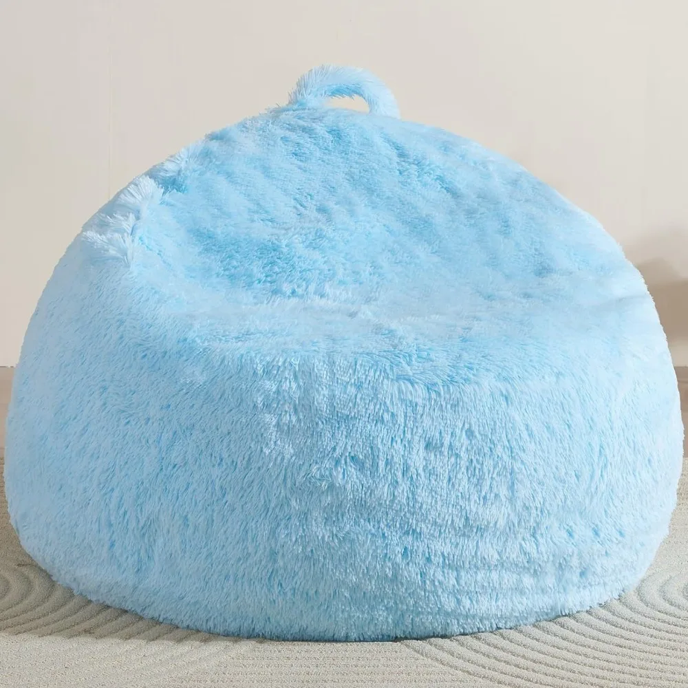 Comfy Soft Fluffy Plush Lazy Sofa Cover Large Size Cozy Cushion Cover Colorful Round Beanbag Sofa Cover Home Use