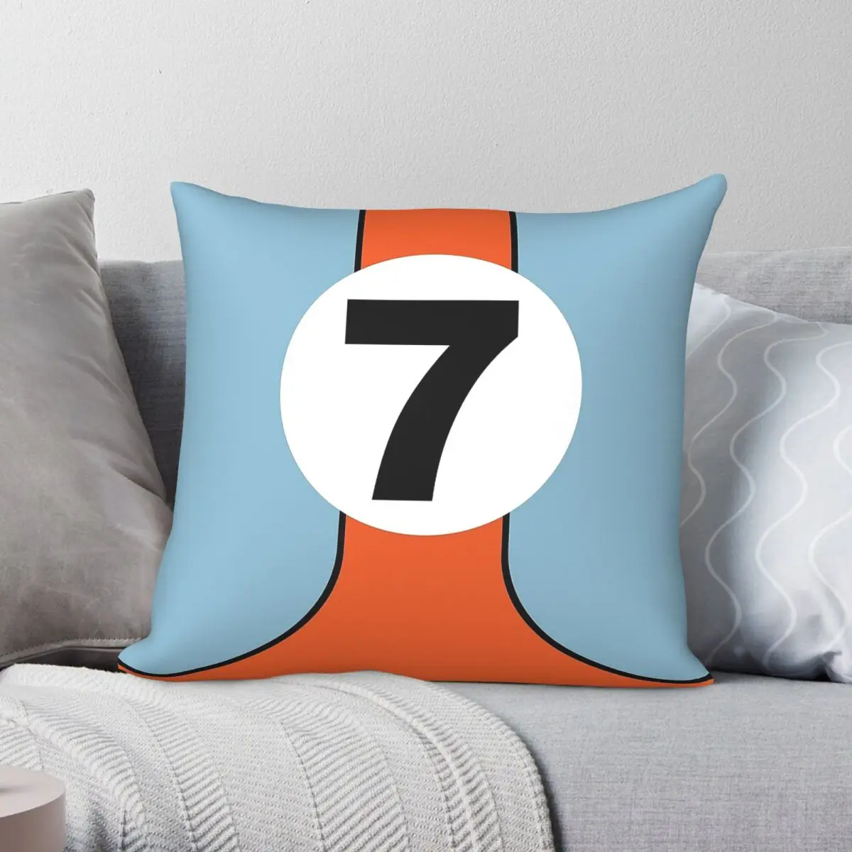 Racing Colours Lucky Number 7 Square Pillowcase Polyester Linen Velvet Creative Zip Decor Sofa Seater Cushion Case