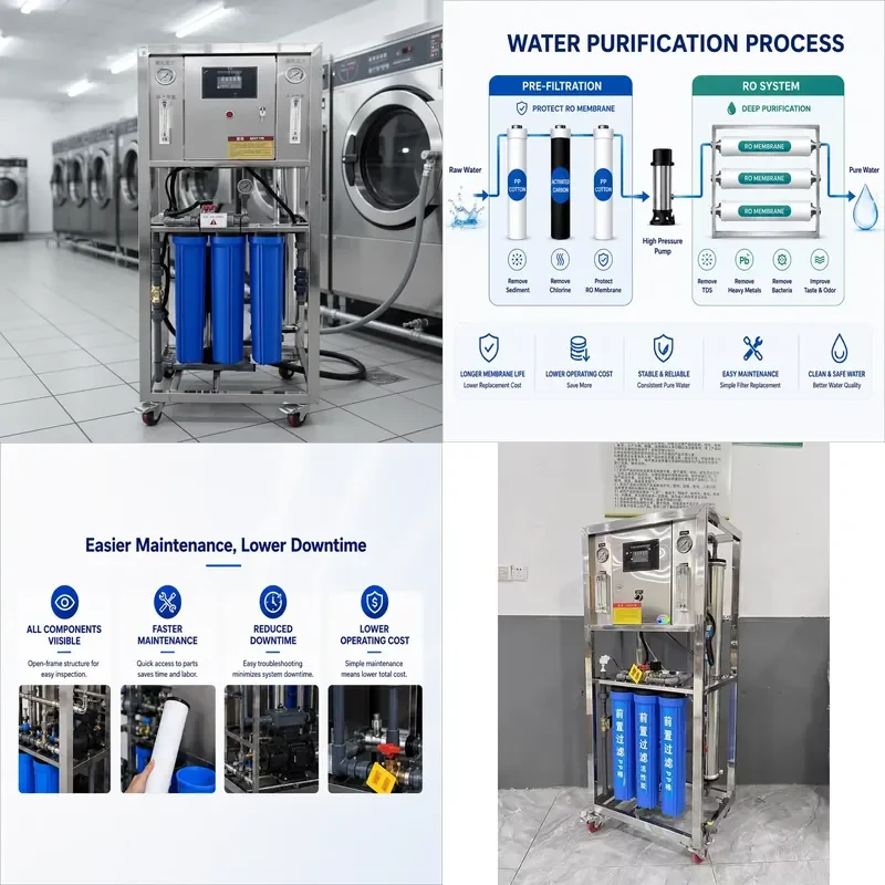 for Water Treatment Equipment 250LPH 1600GPD DC Industrial Washing Facilities Water Supply System