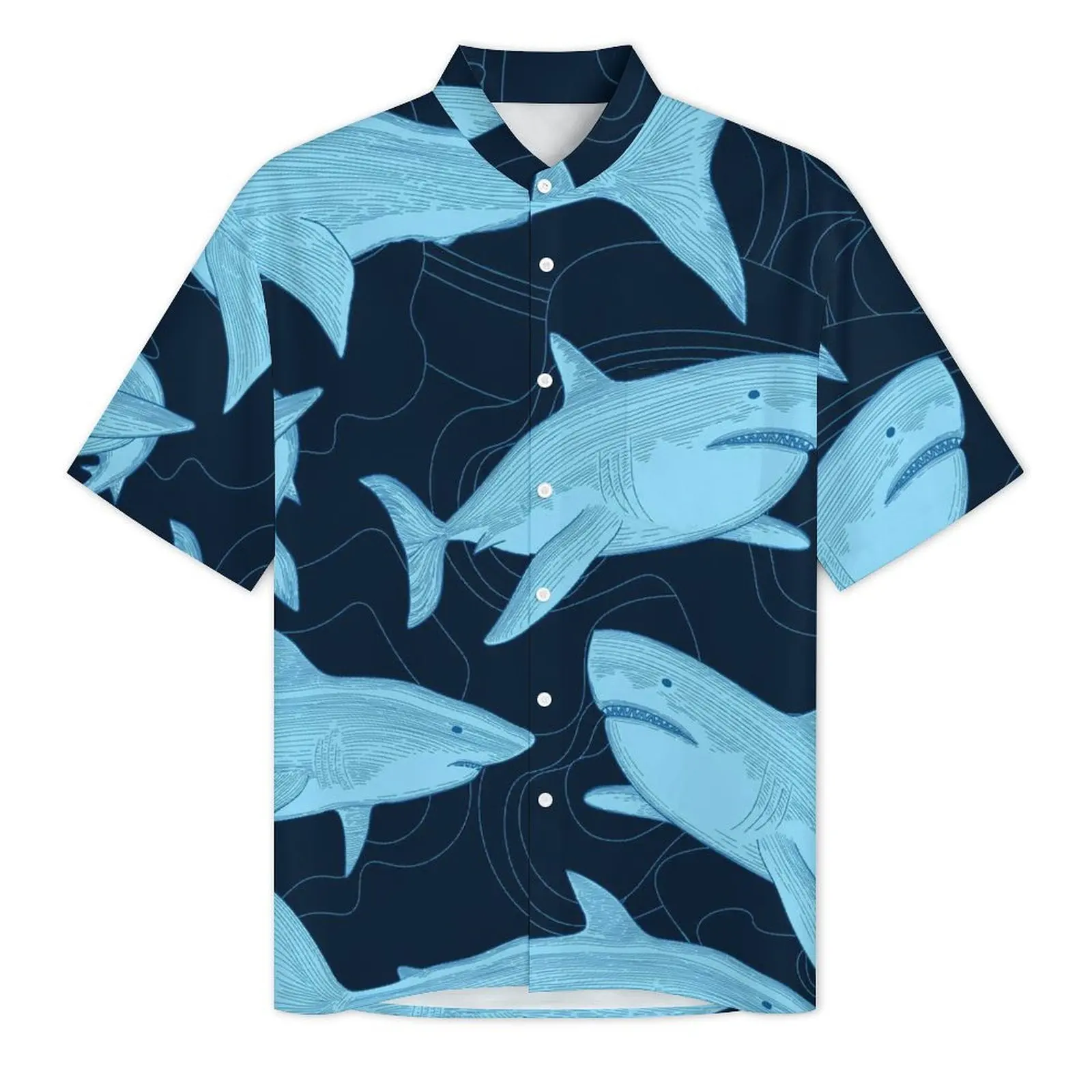 Sharks Hawaii Shirt For Men Beach Animal Fish Ocean Sea Casual Shirts Short Sleeve Streetwear Printed Novelty Oversized Blouses