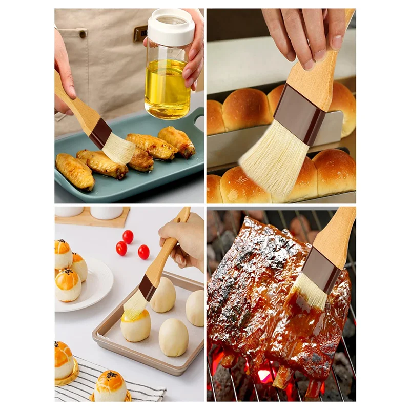 

MAKE-Pastry Brush,Basting Brush For Cooking,Bristle BBQ Brush For Oil & Sauce,Wooden Handle Food Brush For Baking Durable Easy T