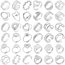 Fashion 6pcs/lot Steel Color Bat Abstract Face Crown Heart Stars Moon Rings Stainless Steel Rings Women Girls Jewelry Charms New