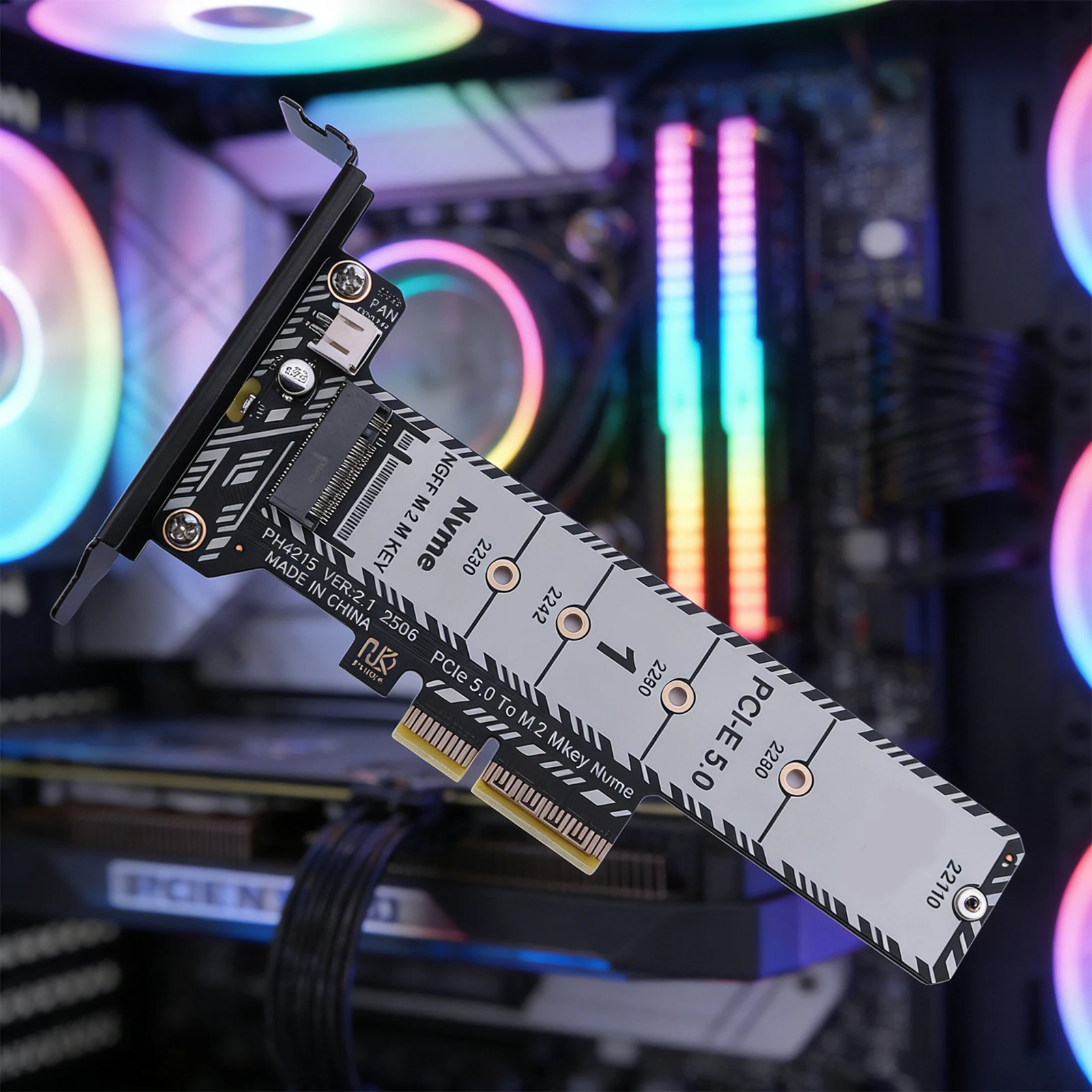 M.2 NVME SSD Adapter Full Height/Low Profile Bracket Support M.2 SSD 2230/42/60/80/110 NVMe PCIe Adapter (Not for SATA NGFF)