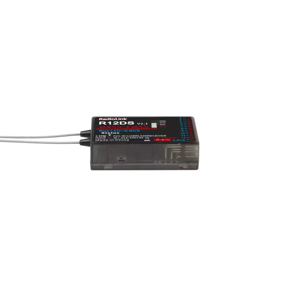 RadioLink R12DS RC Receiver 12CH 4000 Meters Control Distance Real-time Telemetry for Rotary Wing Fixed Wing Glider Car Boat 1 s