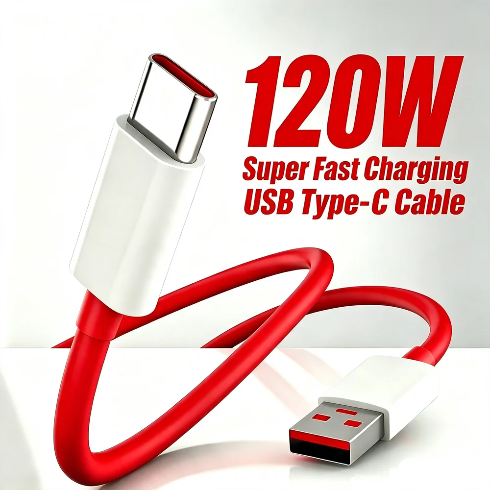 120W For SuperVOOC Type C USB Flash Charging Cable For OnePlus 8 8T 9 9R 10 Pro 11 12 13 13R 15 15R Nord 2T CE 3 4 5 6 N200 N300