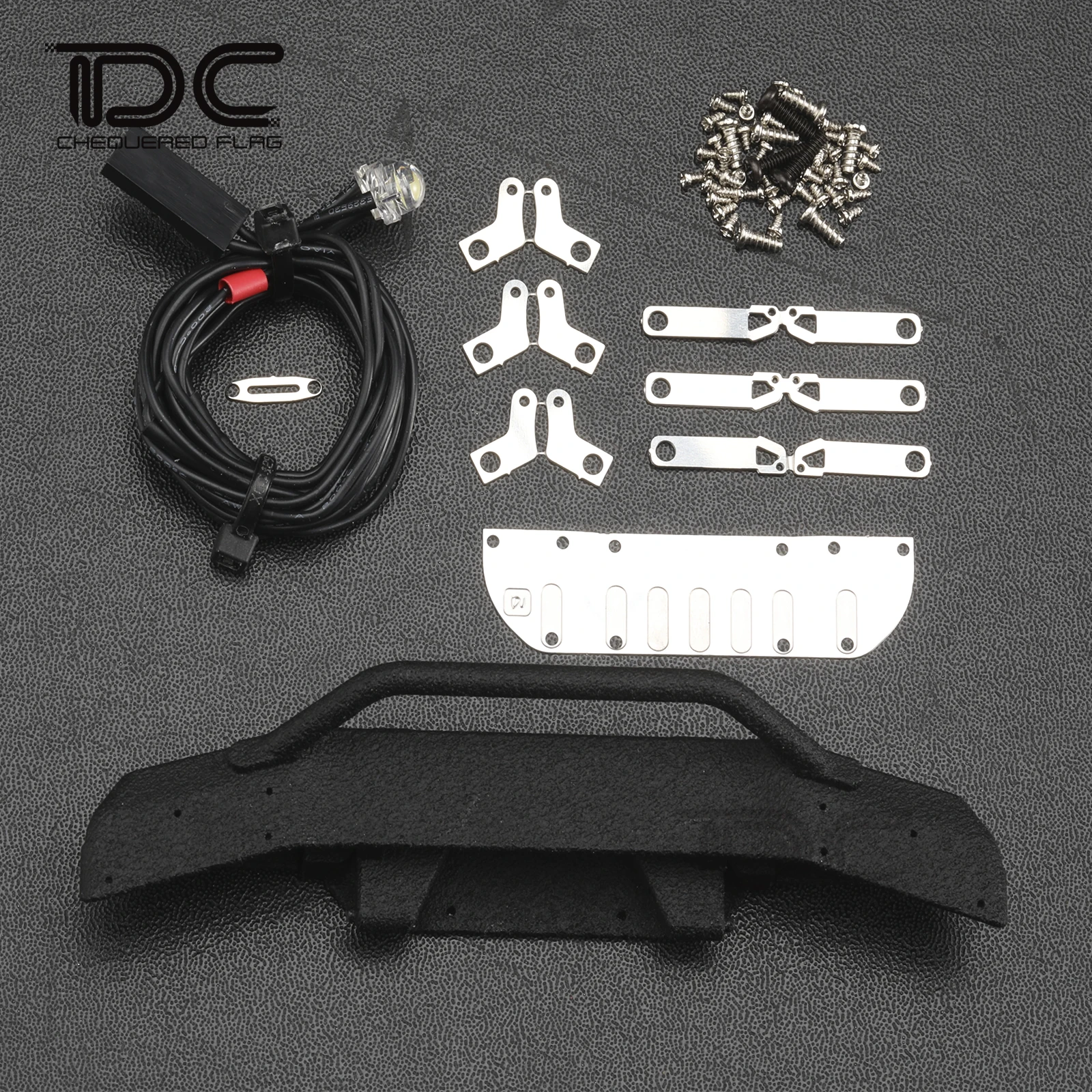 1/24 RC Bumper with Lights for Axial SCX24 Jeep Wrangler JLU Deadbolt  Nylon 5MM LED Lamp Crawler Car Upgrade Parts