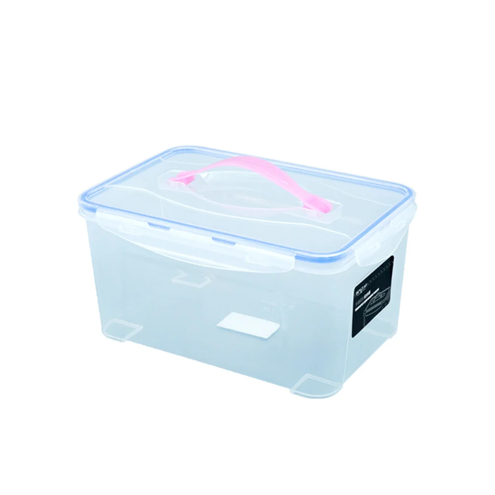 

Sealed Food Container Rectangular Preservation Box Handheld Portable Kitchen Storage Pink Goods Snacks Books Cosmetics