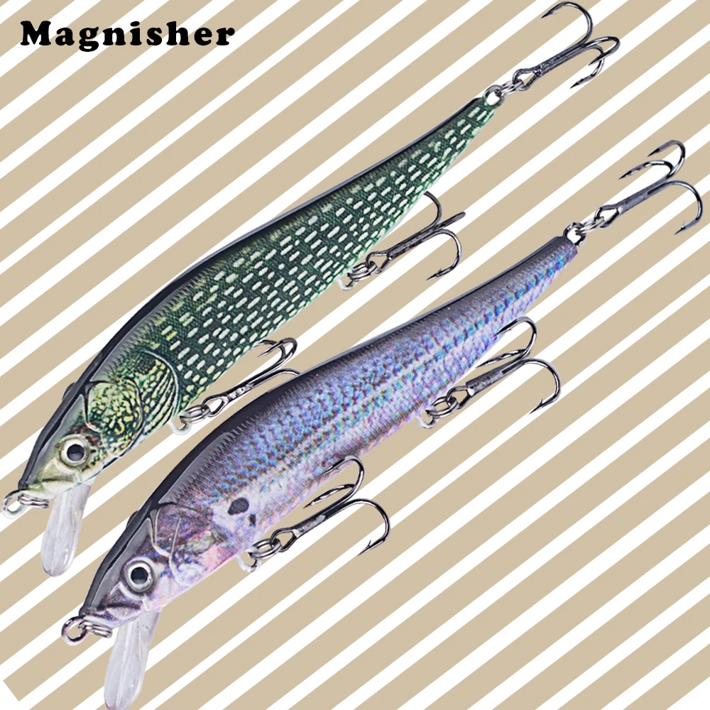 Magnisher 11.5cm 13.3g Jerkbait Minnow Bass Fishing Lures Rattle Floating Minnow Fishing Tackle