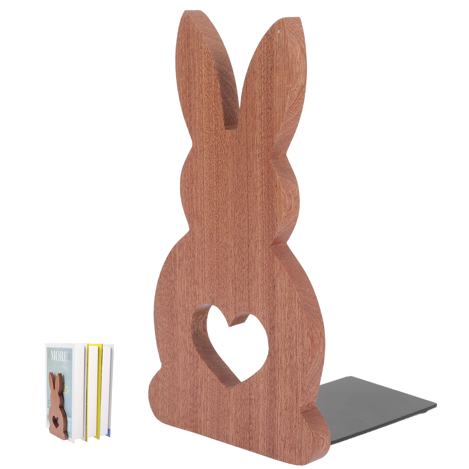 

Love Rabbit Bookend Wooden Animal Bookends Shelf Holder Desktop Decoration Multi-Function Book Shelf Stoppers Rabbit Shaped
