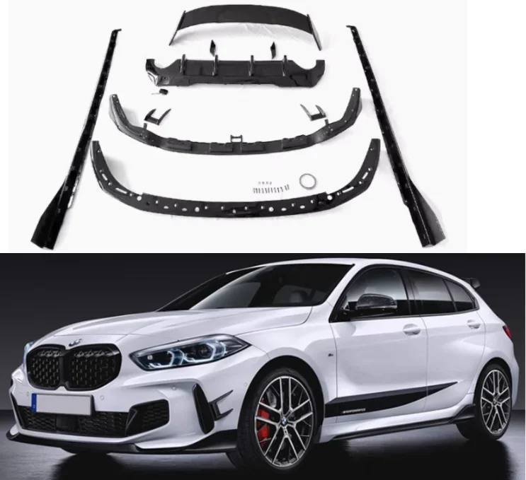 

For BMW F40 1Series 2020-2024 Samurai Black Bumper Front Lip Rear Diffuser Side Skirt Roof Spoiler Rearview Cap Grills Gril