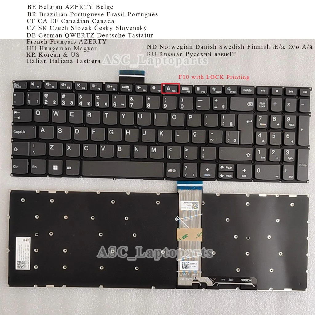 BE Russian Czech Brazil French Canadian Hungarian Korean Nordic Keyboard for Lenovo 1-15ALC7 1-15AMN7 1-15IAU7 1-15IGL7 15IRU7