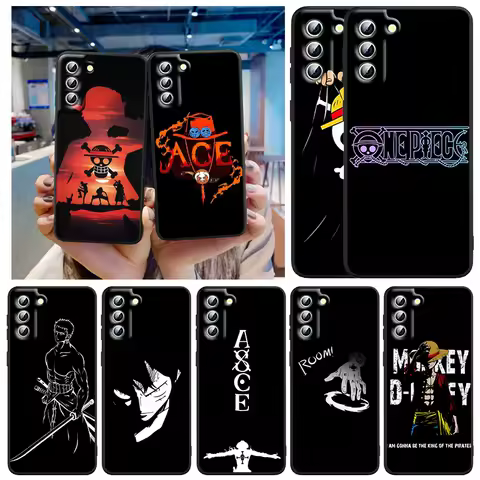 One Piece Anime Cartoon For Samsung Galaxy S24 S23 S22 S21 S20 FE S10 S10E Plus Ultra Pro Lite 5G Black Phone Case