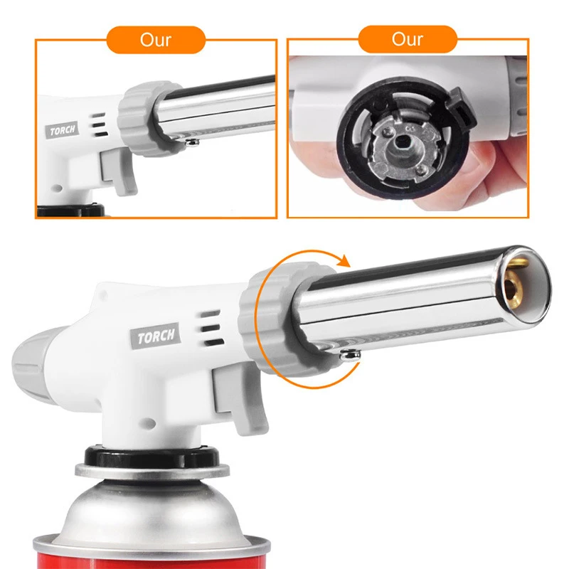 Torch Cooking AutoIgnition Butane Gas Welding-Burner Welding Gas Burner Flame Gas Torch Flame Gun Blow for BBQ Camping Cooking