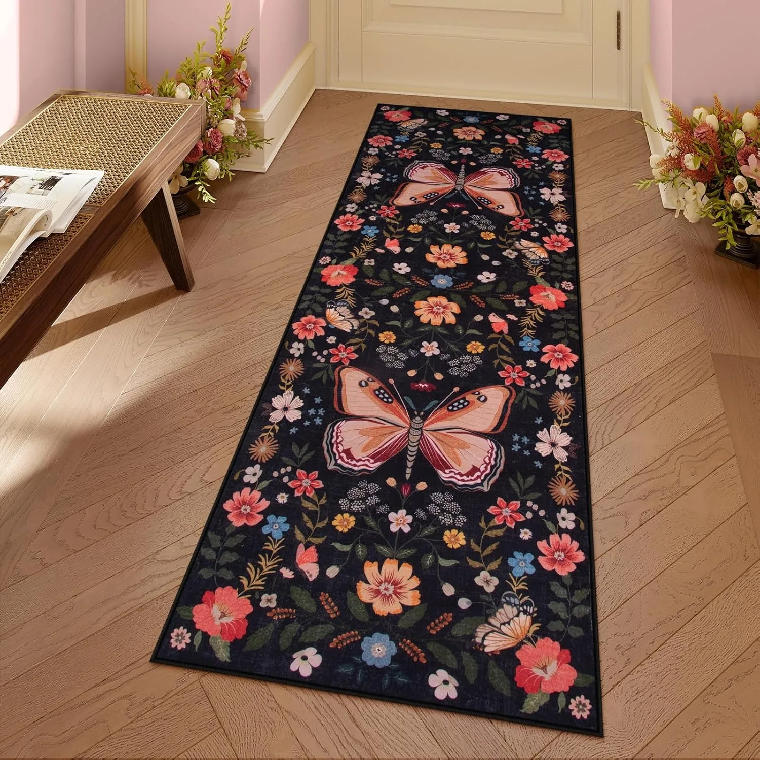 Corridor Carpet Runner Rug Hallway Long Carpets Non-slip Floor Mat Machine Washable Soft Faux Cashmere Washable Rugs Bedroom Mat