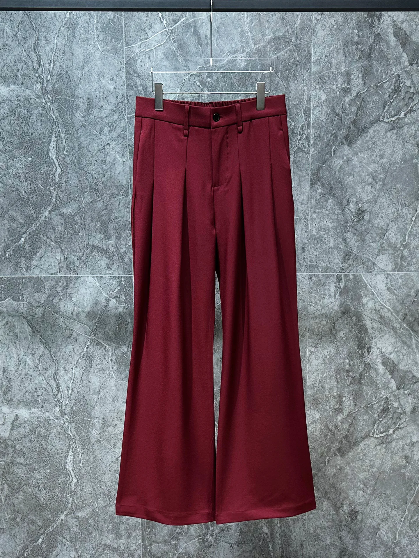 

Korean Sle Straight Leg Micro Flared Pants Men's Casual Versatile Pure Color Long Trousers Durable Polyester Fabric