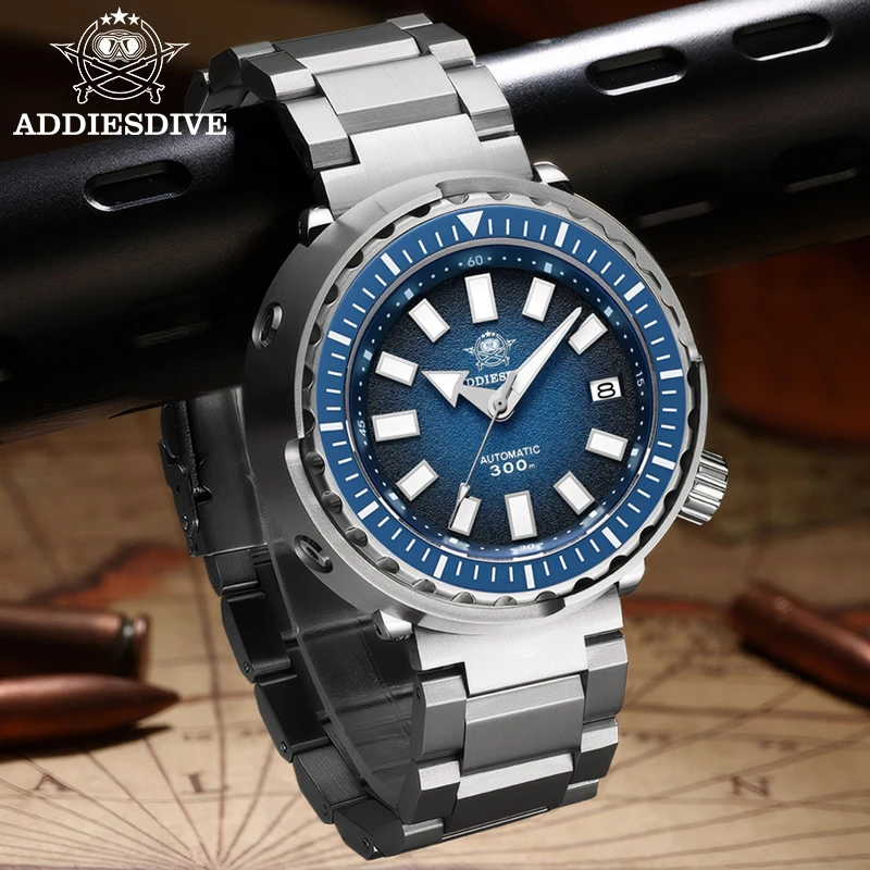 ADDIESDIVE Men's Diver's 300m Waterproof Sapphire Glass NH35 Tuna Men Watch AR Coated C3/BGW9 Super Luminous Mechanical Watches