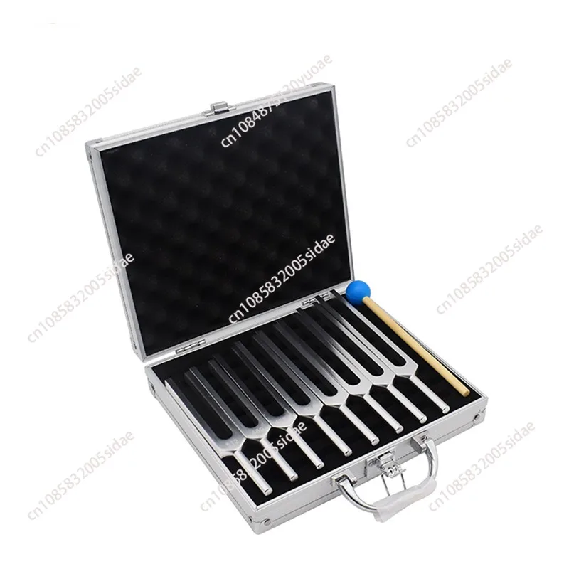 8Pcs 256-512HZ Tuning Fork Set Health Physics Vibration Diagnostic + Mallet Vibration Therapy Tools for Healing Chakra.