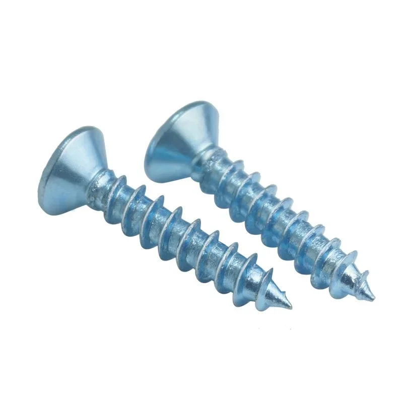 Countersunk head Self-tapping Phillips screw Harden Flat head self-tapping cross socket nail Blue zinc