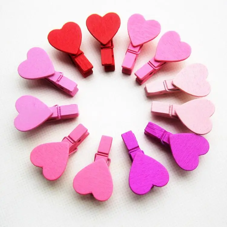 

50 шт., розовые, синие деревянные зажимы для фотографий в форме сердца, прищепка для бумаг, канцелярские зажимы, аксессуары для украшения офисной вечеринки
