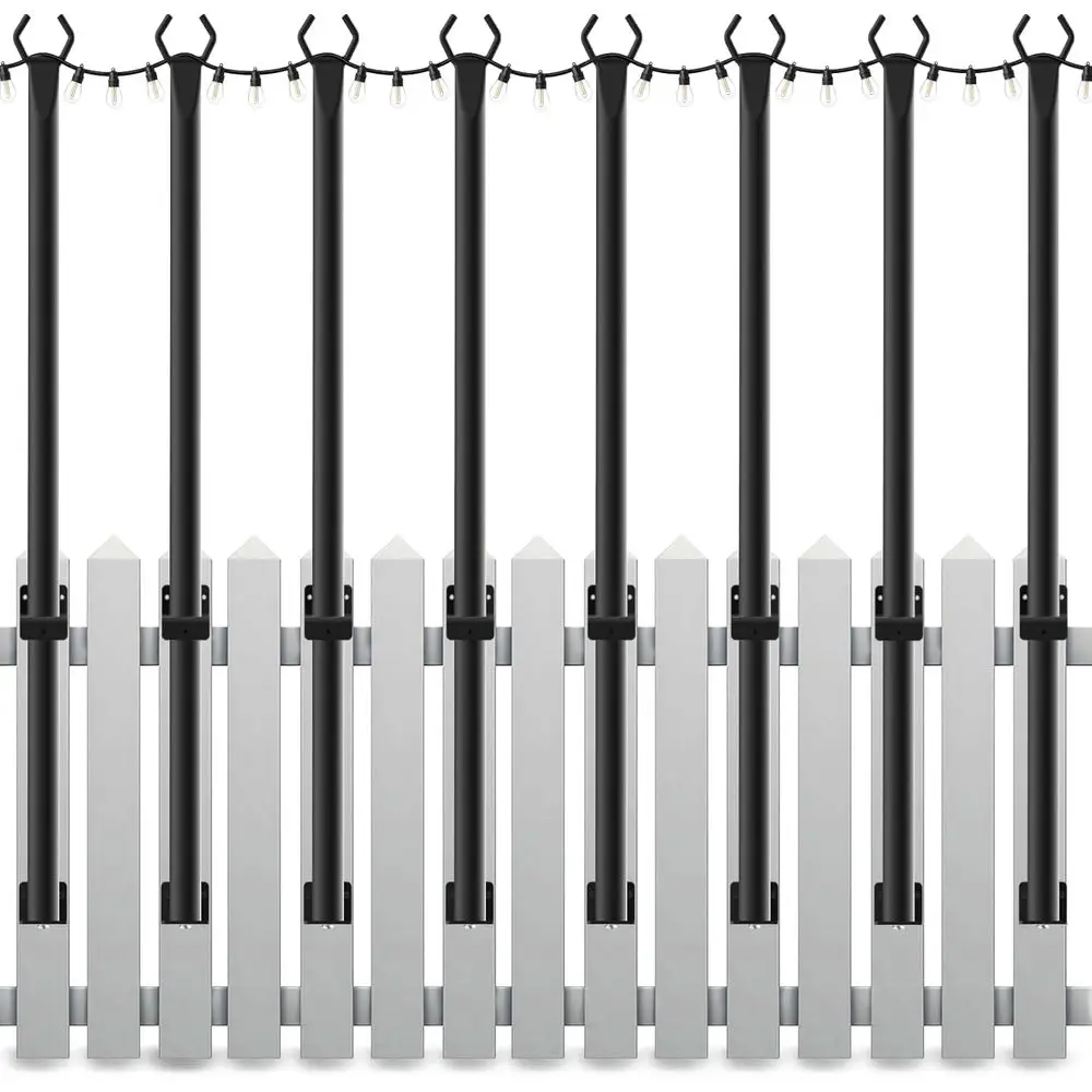 

Набор из 8 штук: 5-футовые металлические опоры для уличных гирлянд, стойки для наружного освещения с креплением, для патио и террасы