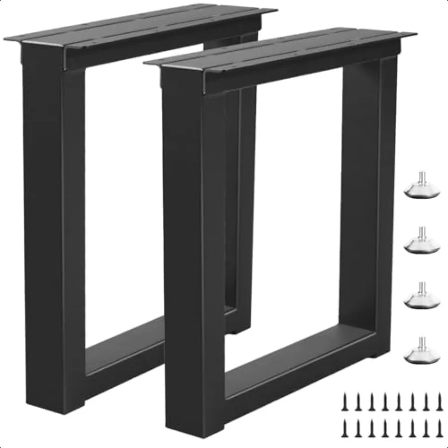 

16 Inch Metal Bench Coffee Table Legs Heavy Duty Desk Chair Legs Black Metal End Furniture Legs with Adjustable Protector Feet