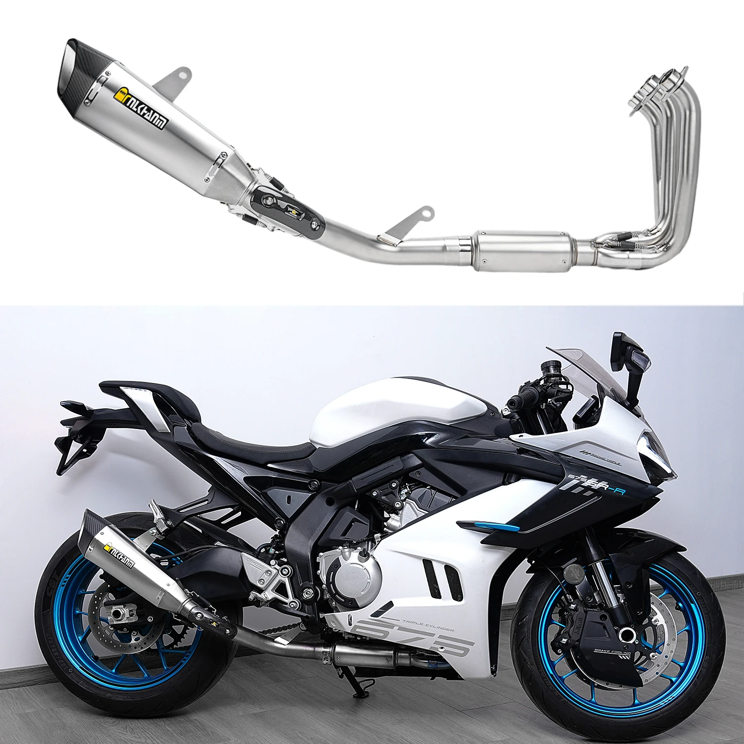 

Motorcycle Exhaust For CFMOTO 675SR 675R 675NK exhaust system exhaust muffler 675SRR front link 51mm