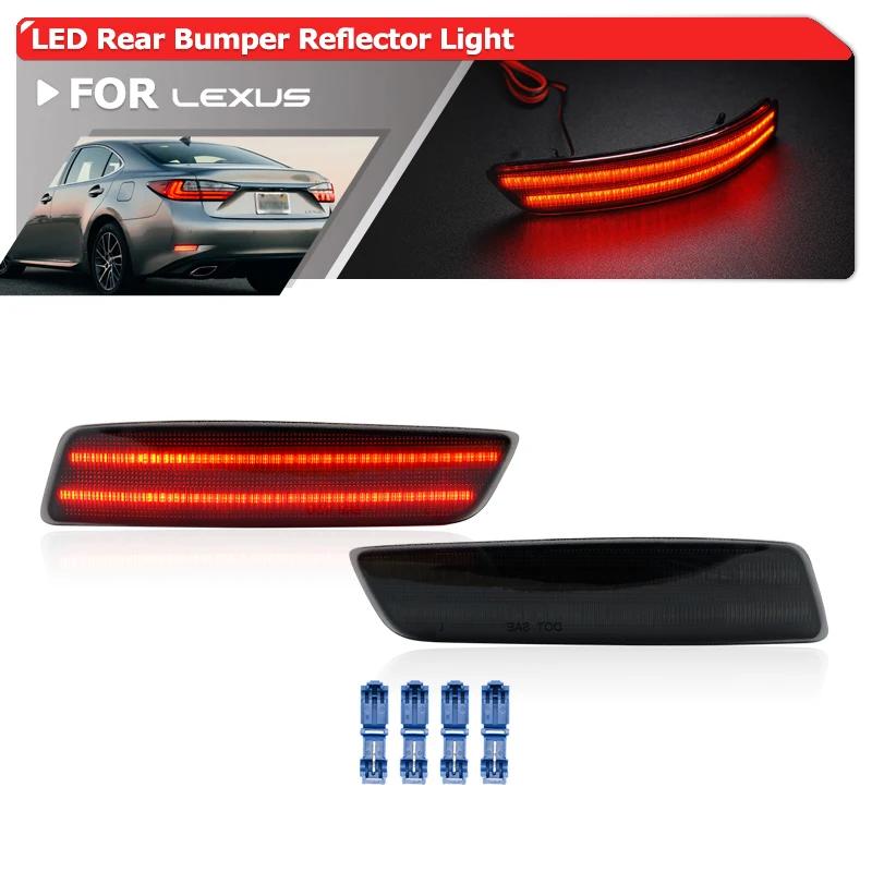 

2x Smoked Rear Led Bumper Reflector Tail Brake Stop Light For Lexus ES300h ES350 GS200t GS300 GS350 GS450h GS F