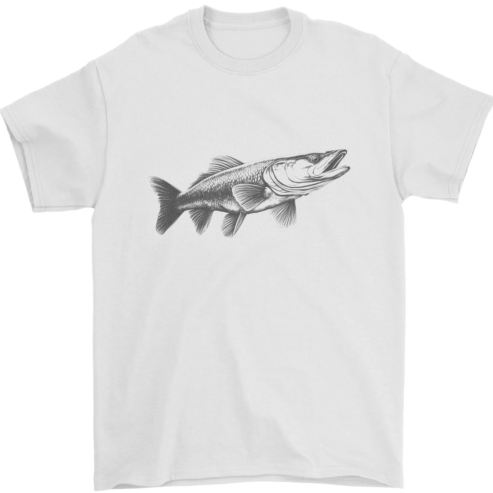 تي شيرت رجالي من A Pike Fish رسم صيد السمك مصنوع من القطن بنسبة 100%