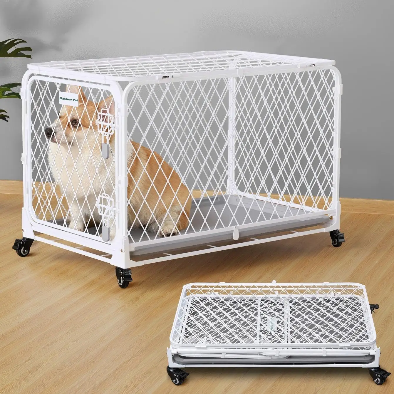 

Складная переноска для собак 30 дюймов с сеткой Diamond Mesh, 4 блокирующимися колесами, съемным поддоном для средних/крупных собак, для использования в помещении и на улице