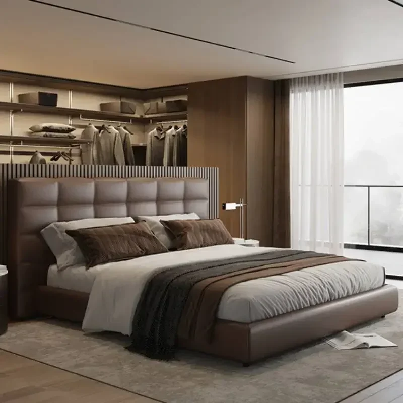 Elegant Modern Platform Bed Frame Double Headboard Under Storage