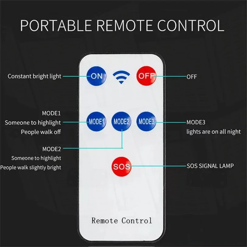 Lampe solaire LED étanche avec télécommande, lampe extérieure la plus injuste, 800LED, 3 modes, 20000LM, lampadaire de jardin
