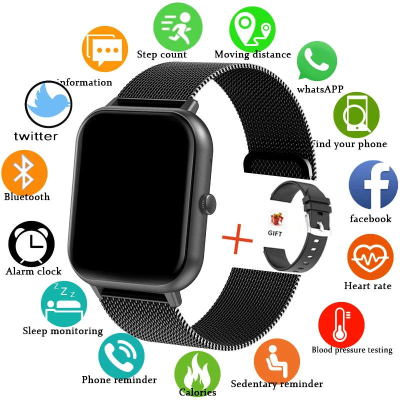 Montre intelligente pour homme et femme, suivi de la condition physique, fréquence cardiaque, pression artérielle, appel Bluetooth, Xiaomi, Huawei,