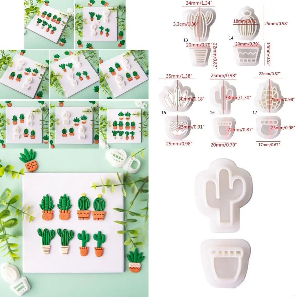 

195C Мягкая керамика, резак для глины, пластиковые формы для сережек, форма кактусов для ювелирных изделий, кулон