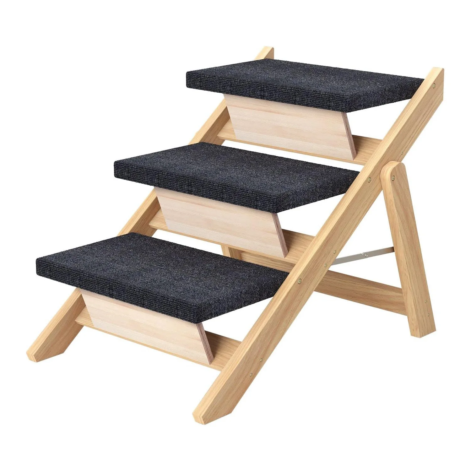 Dog Stair Foldable Dogs Ramp Stair 3 Layer Wooden Cat Climbing Ladder Indoor Outdoor Dog Toys Non-slip Pet Dog Steps Stair