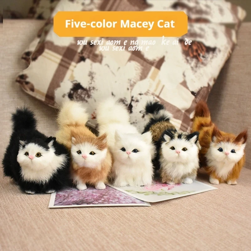 Spot pure handmade simulated cat ornaments, plush simulated animals, retro style atmosphere,home decor,cute cat model products