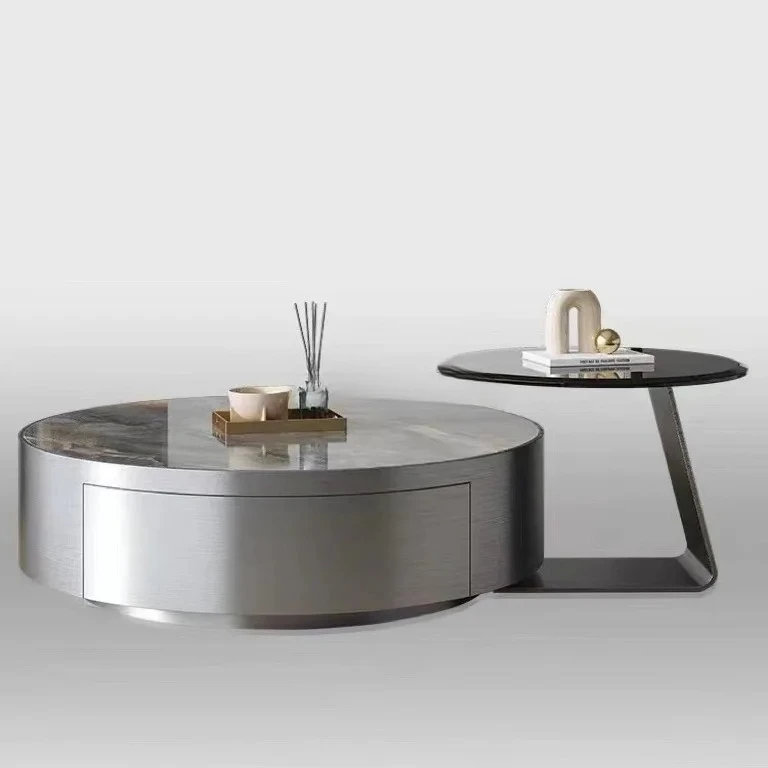 

Rock slab coffee table combination modern simple light luxury living room small apartment side table
