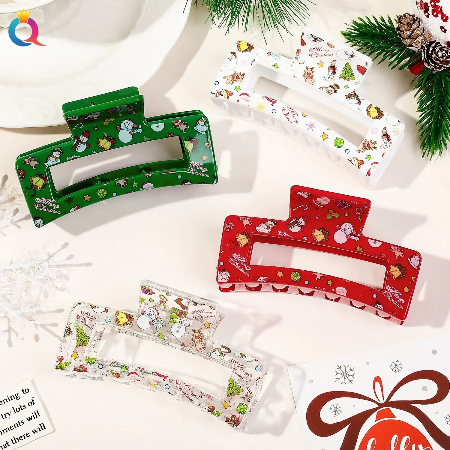 

Christmas Hairpins Cute And Sweet Printed Hairpins Red Green Snowman Hair Claws Snowflake Festival Party Hair Accessories