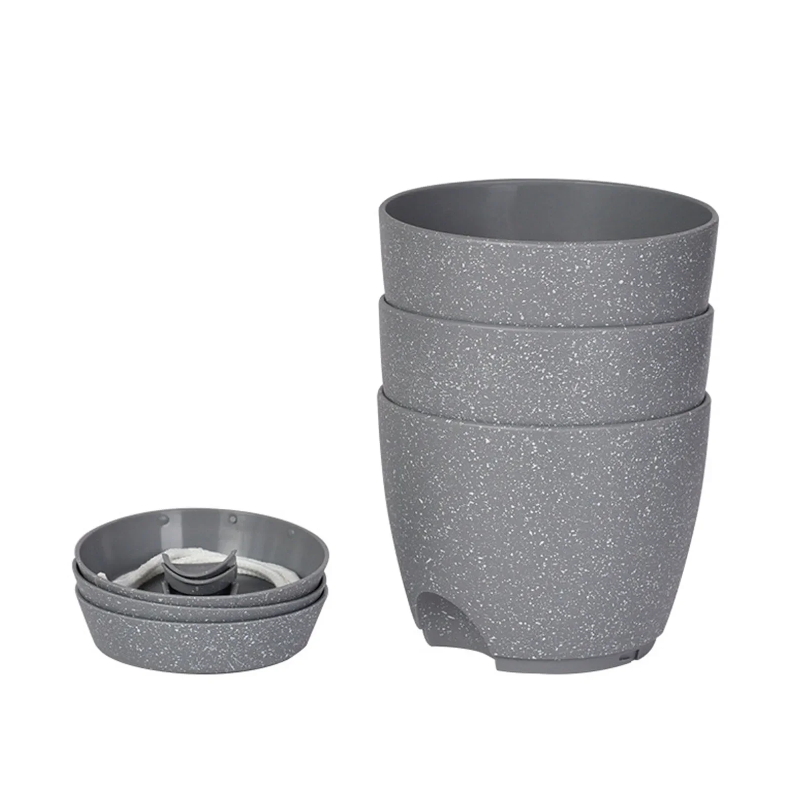 

Safe Plastic Flower Pot Detachable Breathable Mesh Absorbent Cotton Sliver Side Watering Port 3PCS 65/75inch Green Gray White
