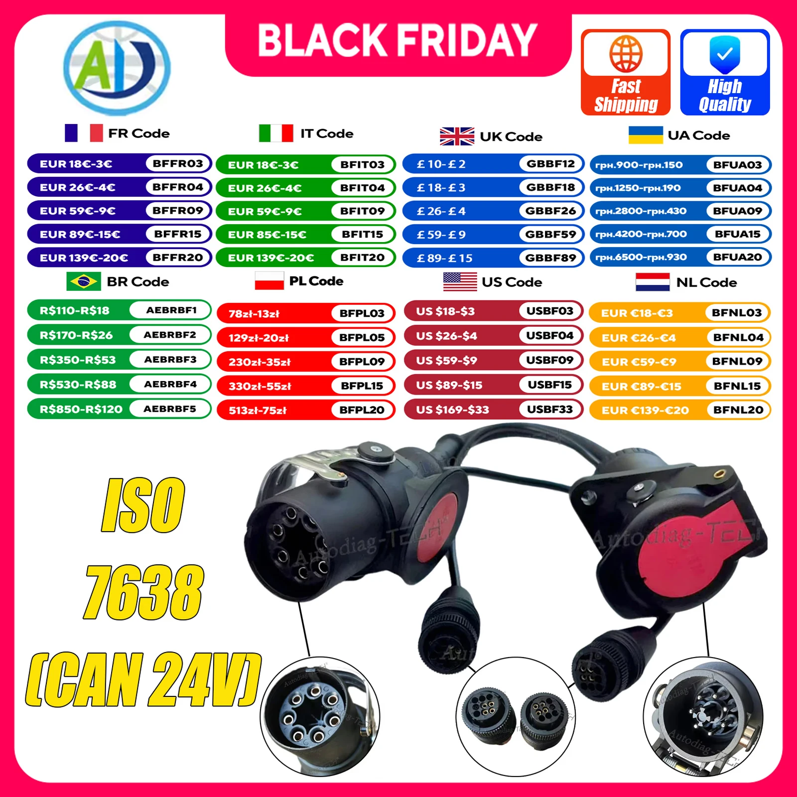 لمقطورة ISO 7638 كابل EBS/ABS محول التشخيص ل WABCO CAN 24 فولت شاحنة الثقيلة 7pin 9pin موصل التشخيص ل WDI #1