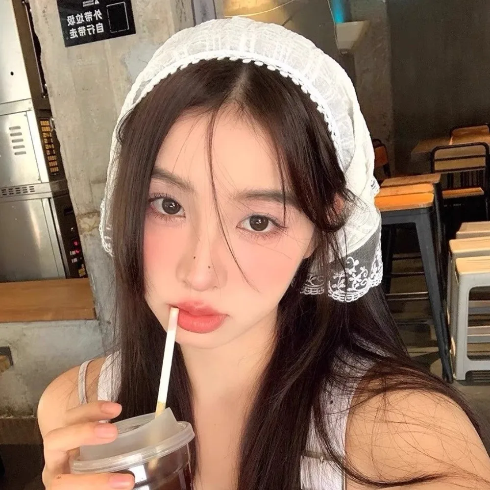 

Fashion Vintage Lace Scarf Headband Flower Colorful French-style Hair Scarf Korean Style Pastoral Style Boho Hairband Picnic