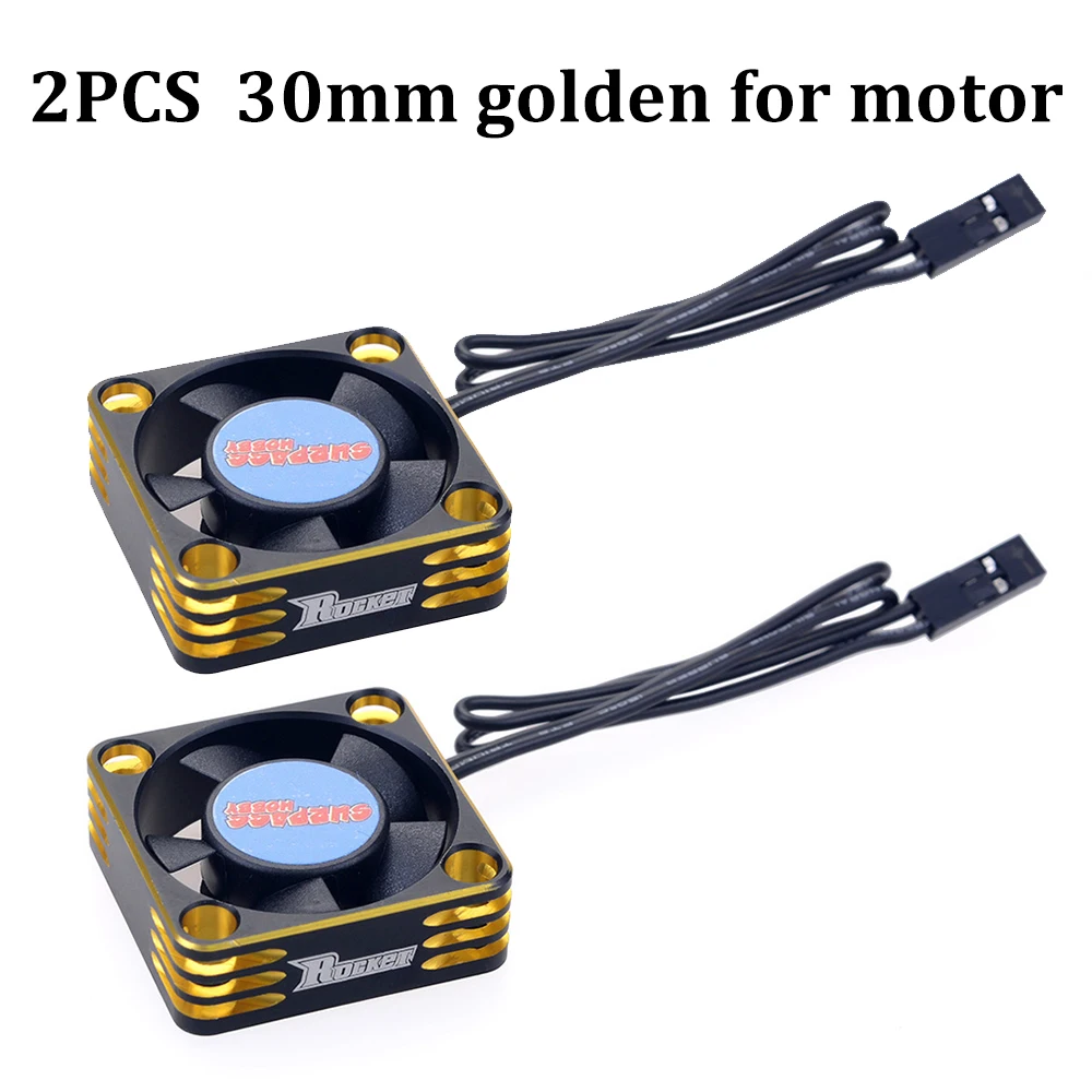 2 Stück SURPASS Rocket Kühlventilator 25mm 30mm 35mm 40mm 50mm Metall-Motorlüfter Wärmeableitungsventilatoren Abdeckung für 1/8 1/10 RC Auto Motor