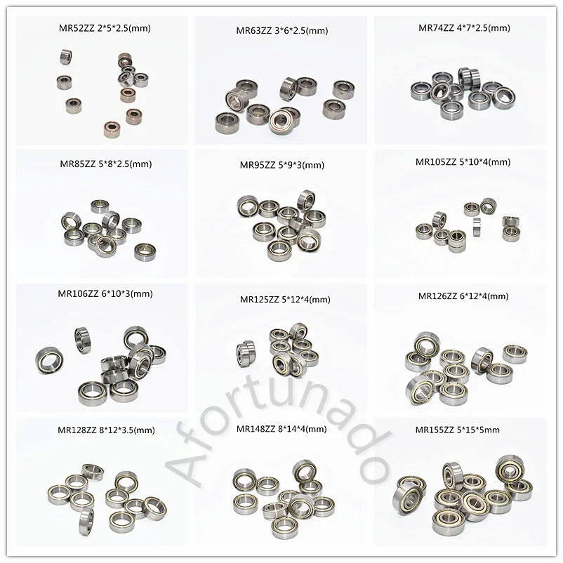 10pcs Miniature Bearings MR42 MR52ZZ MR63ZZ MR74ZZ MR85ZZ  MR95ZZ MR106ZZ MR115ZZ MR128ZZ MR137ZZ MR148ZZ MR155ZZ