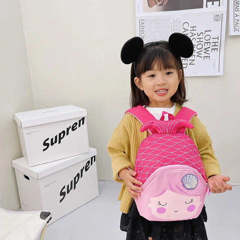 Backpack for Kids Girl Princess Schoolbag Mermaid Kindergarten Cute Toy Bag Embroidered Cute Animal Cartoon Backpack School Bag