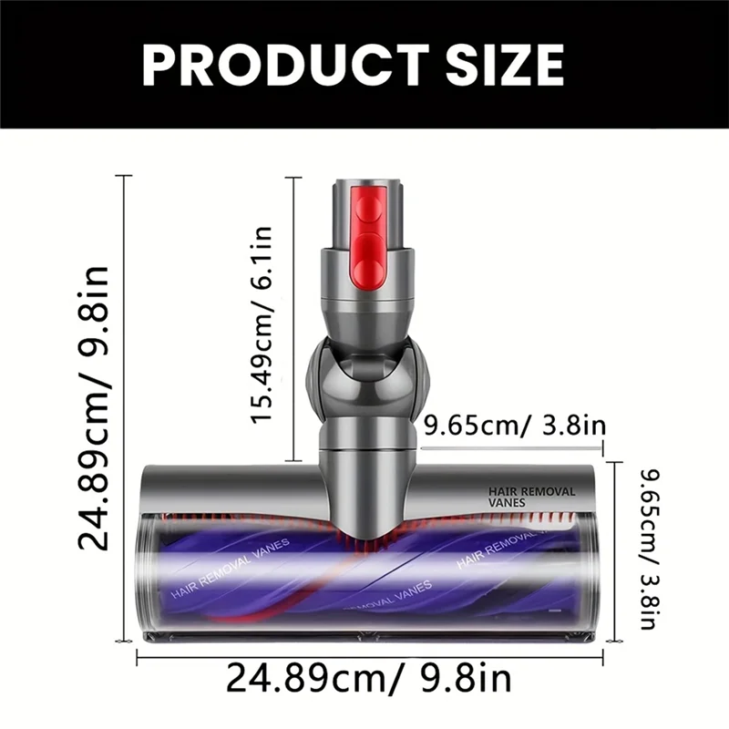 

A02V-Anti-Tangle Motor Brush Head For Dyson Vacuum V7 V8 V10 V11 V15 Suitable For Carpet And Hard Floor