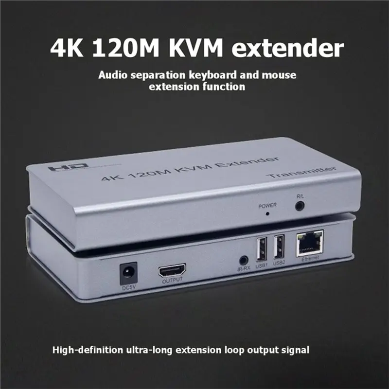 DT51 120m KVM Extender RJ45 4K with USB Audio for -compatible Extender Over Cat6