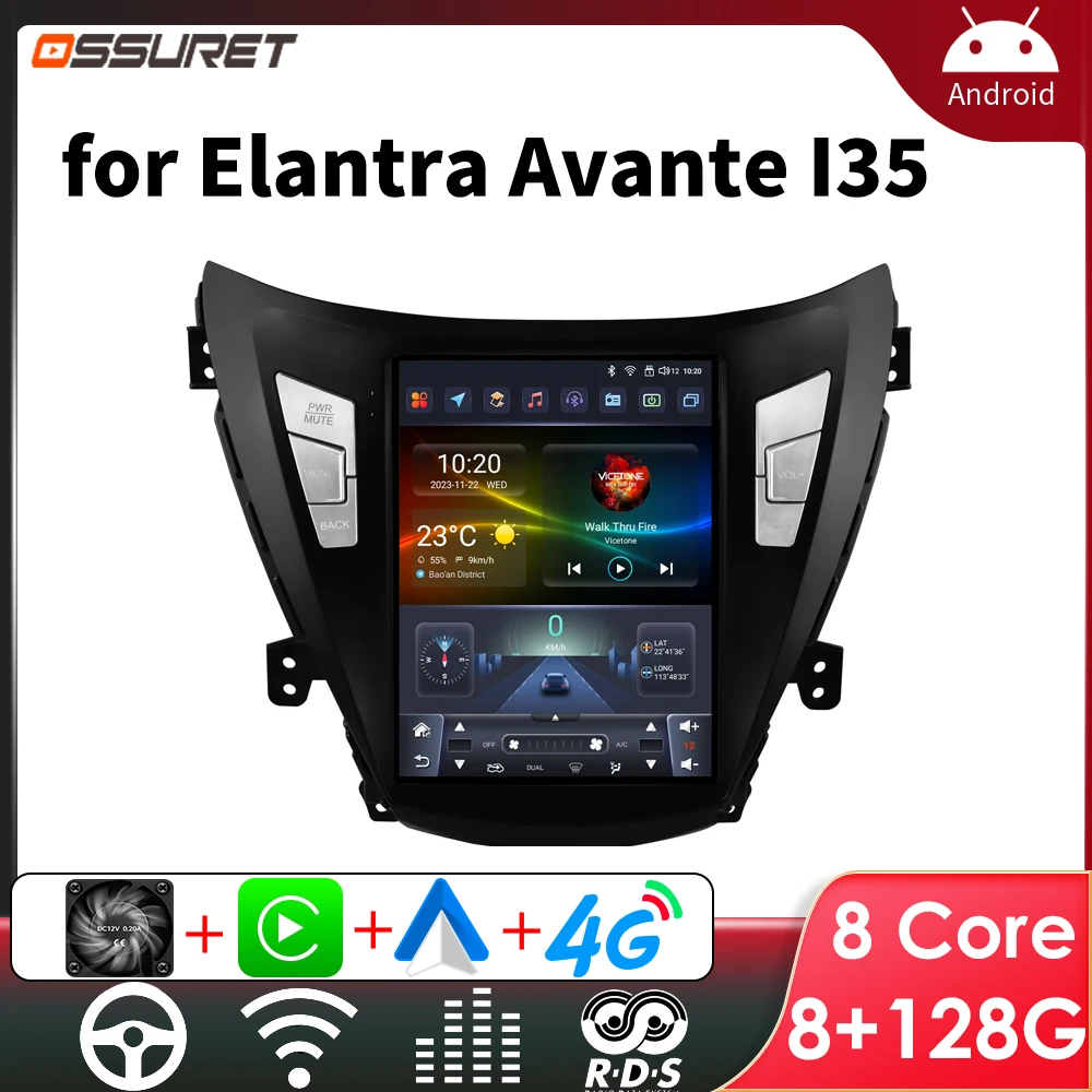 

Android Car Radio GPS for Hyundai Elantra Avante I35 2011-2013 Multimedia Stereo 9.7inch Vertical Screen Carplay Auto Headunit